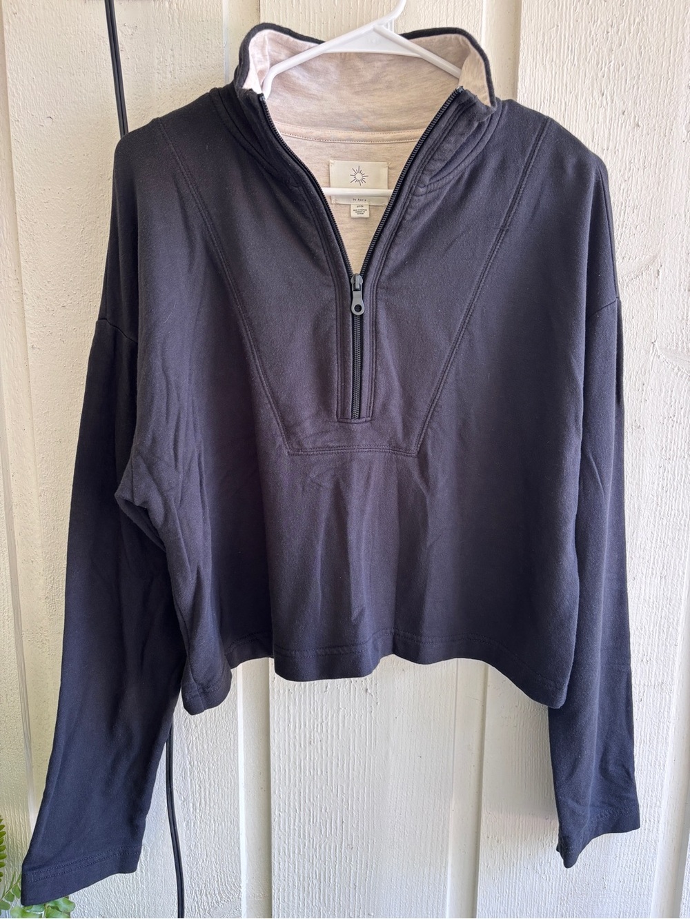 Offline by Aerie Cropped Quarter-Zip Hoodie - Black